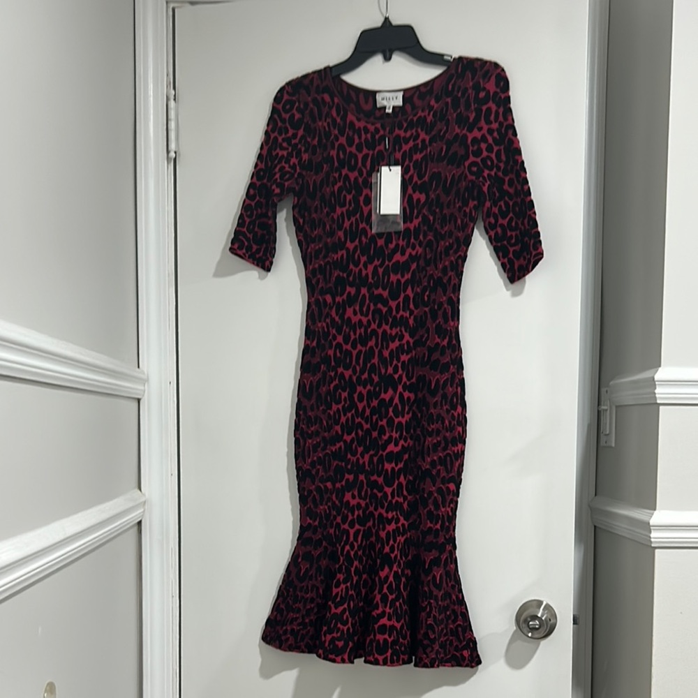 Milly Pink and Black Leopard Print Midi Dress